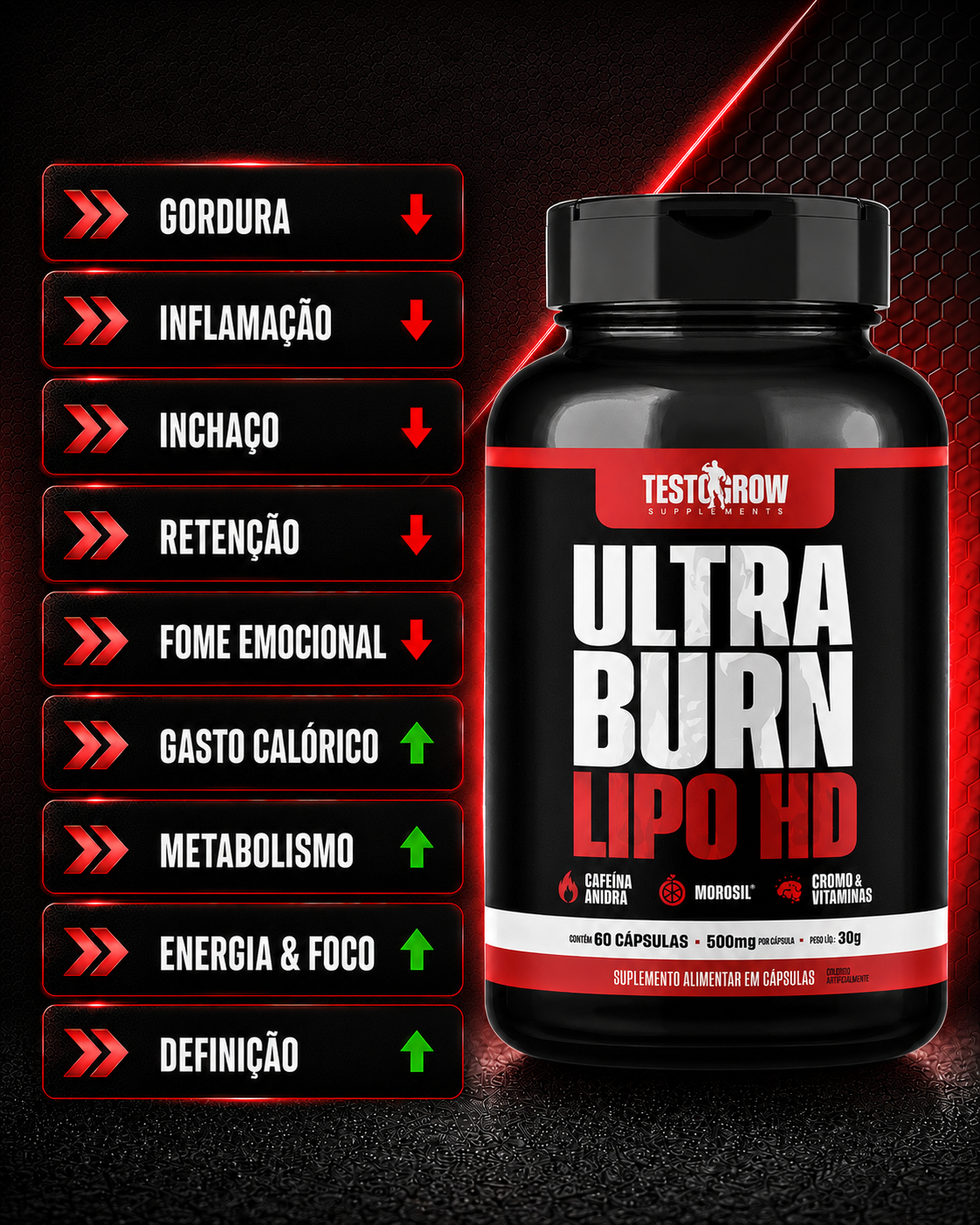 Termogênico Emagrecedor - Ultra Burn Lipo HD - (60 Cápsulas)