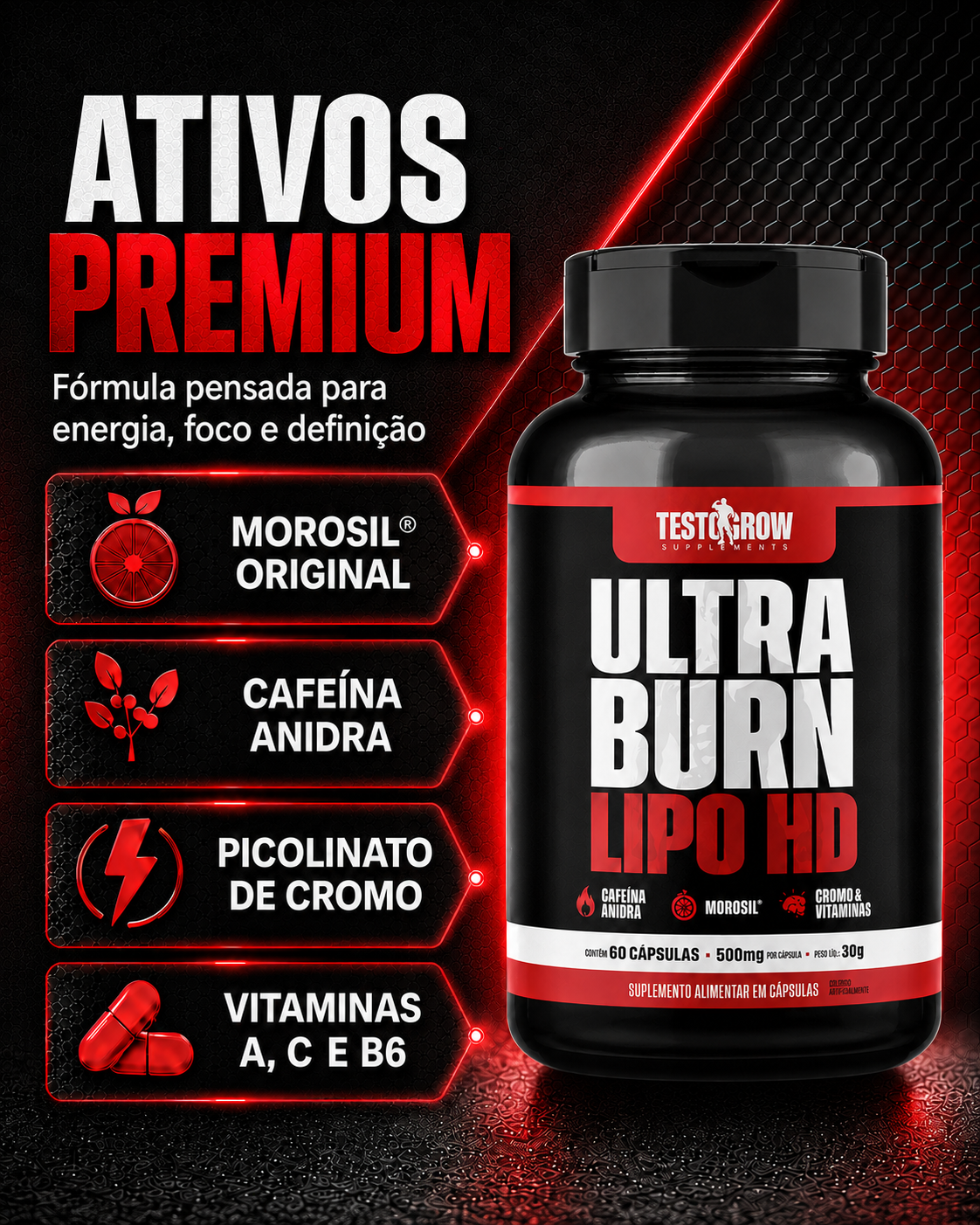 Termogênico Emagrecedor - Ultra Burn Lipo HD - (60 Cápsulas) - Imagem 3