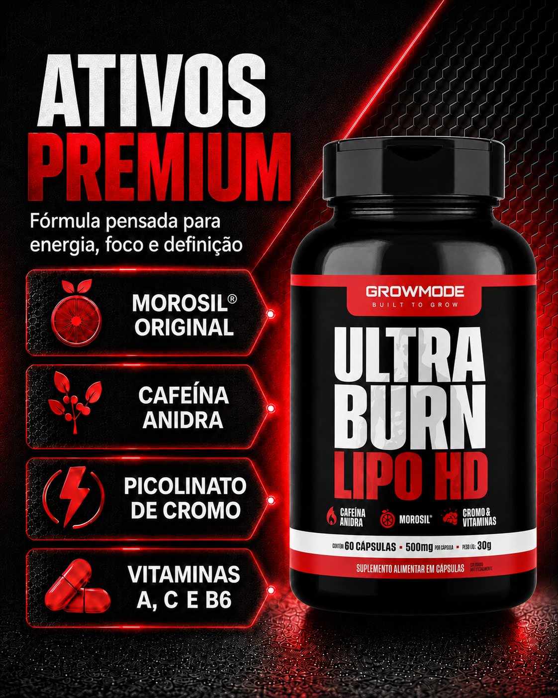 Termogênico Emagrecedor - Ultra Burn Lipo HD - (60 Cápsulas) - Imagem 3