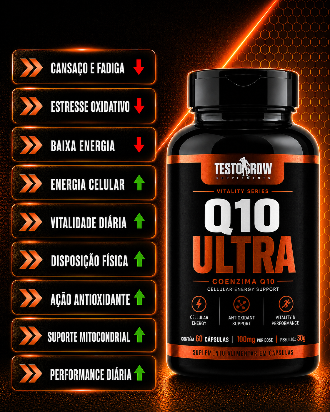 Q10 Ultra – Energia Celular, Vitalidade & Performance – (60 Cápsulas)