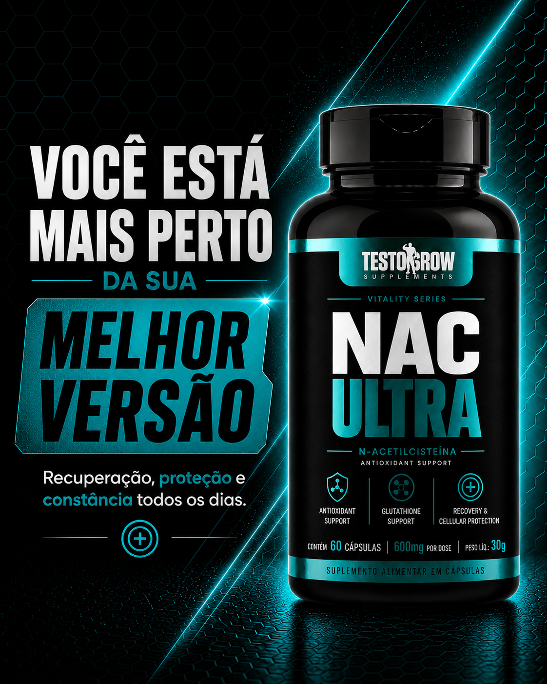 NAC Ultra – Suporte Antioxidante, Proteção Celular & Glutationa – (60 Cápsulas) - Imagem 5