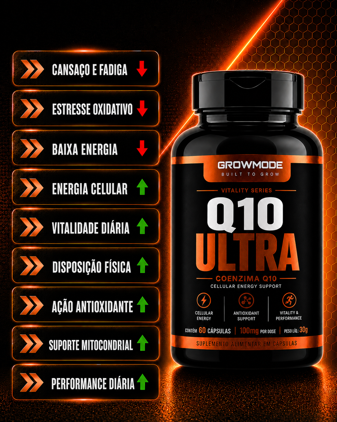 Q10 Ultra – Energia Celular, Vitalidade & Performance – (60 Cápsulas)